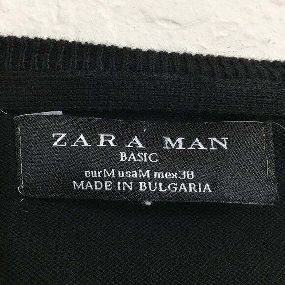 Zara Men V Neck Knit Long Sleeve Size Medium 100% Cotton - Picture 3 of 10